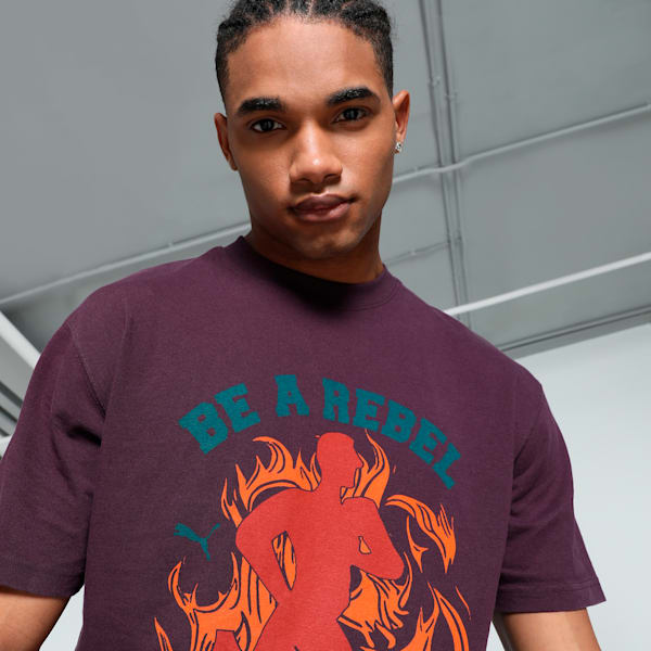 GRAPHICS "Rebel" Men's Relaxed Fit Tee, Midnight Plum, extralarge-IND